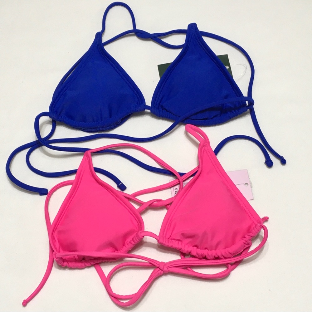 Wild Fable XS (0-2) 1- Pink 1- Blue Unlined String Tie Bikini Tops